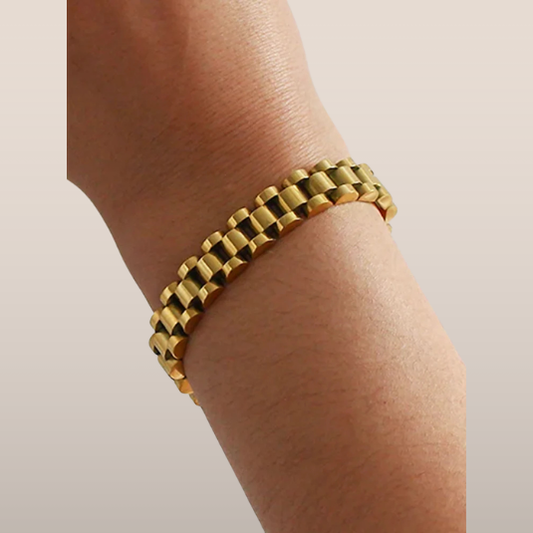 Dames armband met brede schakels – Bandstijl schakelarmband met matte afwerking