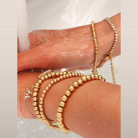 Dames armbanden met bolkralen – Elastische kralenarmbanden in set