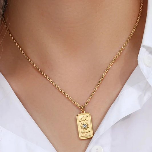 Dames Ketting – Goudkleurige Hanger met Zon, Maan en Sterren