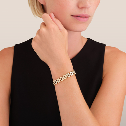 Dames Armband – Brede Schakelarmband met Dubbele Rij