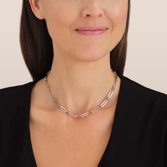 Dames Ketting – Fijne Ketting met Ovale Schakels in Zilverlook