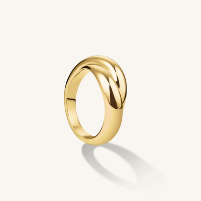 Dames Ring – Dubbele Schakels in Gemengde Metaallook
