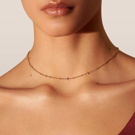 Dames Ketting – Multi Crystal Necklace met Fijne Steentjes en Minimalistisch Design