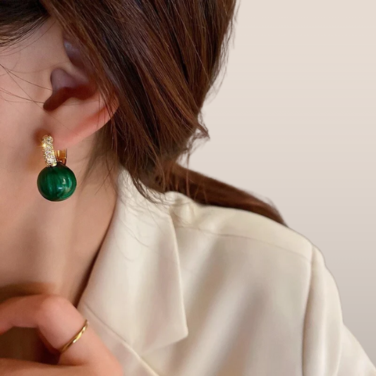 Dames Oorbellen – Glanzende Groene Steen met Zirkonia Afwerking