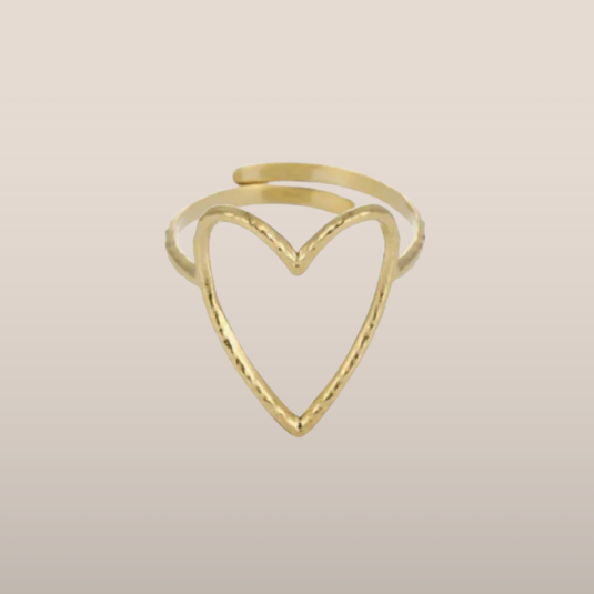 Dames Ring – Verstelbare Ring met Open Hartvorm