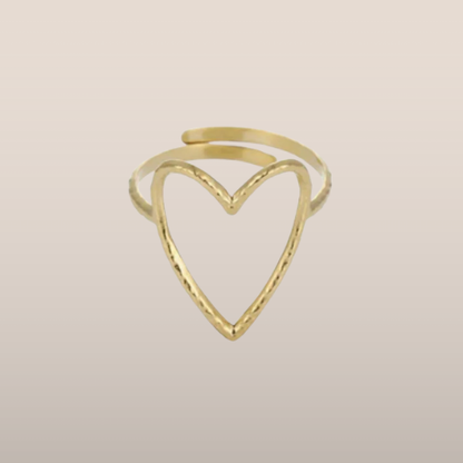 Dames Ring – Verstelbare Ring met Open Hartvorm