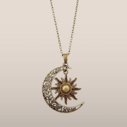 Dames Ketting – Zon en Maan Hanger met Filigraan Detail