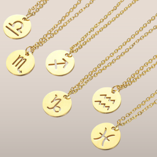 Dames Ketting – Ronde Hanger met Sterrenbeeld Gravure