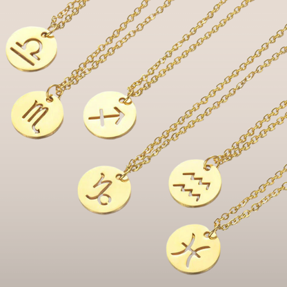 Dames Ketting – Ronde Hanger met Sterrenbeeld Gravure