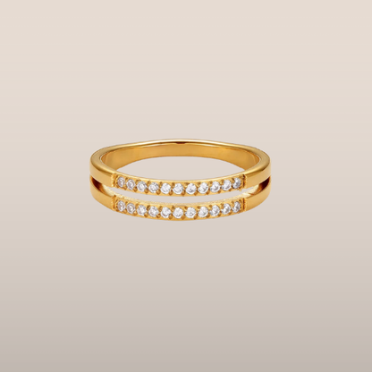 Dames Ring – Dubbele Band met Steentjes