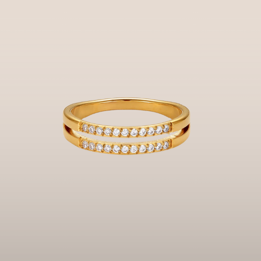 Dames Ring – Dubbele Band met Steentjes