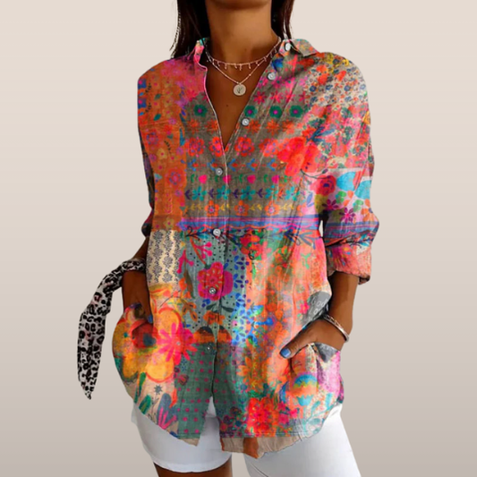 Dames Blouse – Losvallend Overhemd met Abstracte Print