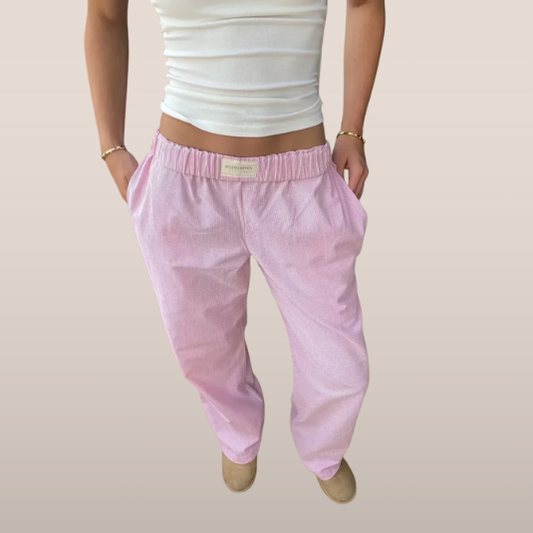 Dames Broek – Losvallend Model met Fijne Streep en Elastische Tailleband