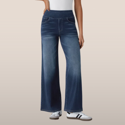 Dames Jeans – Wijduitlopend Model met Elastische Tailleband
