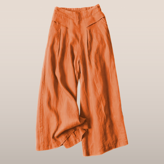 Dames Broek – Wijde Culotte met Gevouwen Details en Hoge Taille