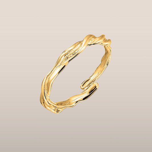 Dames ring – Organisch gevormde open ring met golvend profiel