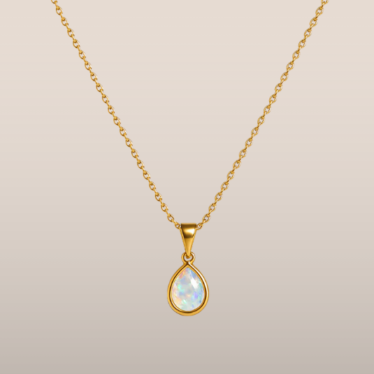 Dames ketting – Druppelvormige hanger met opaal-look