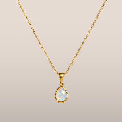Dames ketting – Druppelvormige hanger met opaal-look