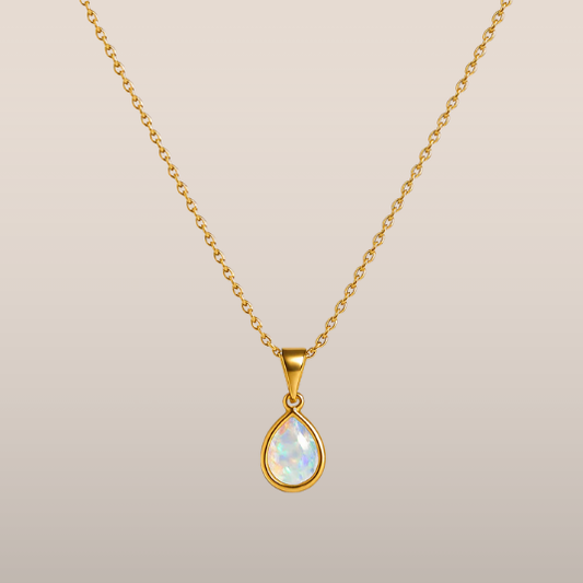 Dames ketting – Druppelvormige hanger met opaal-look