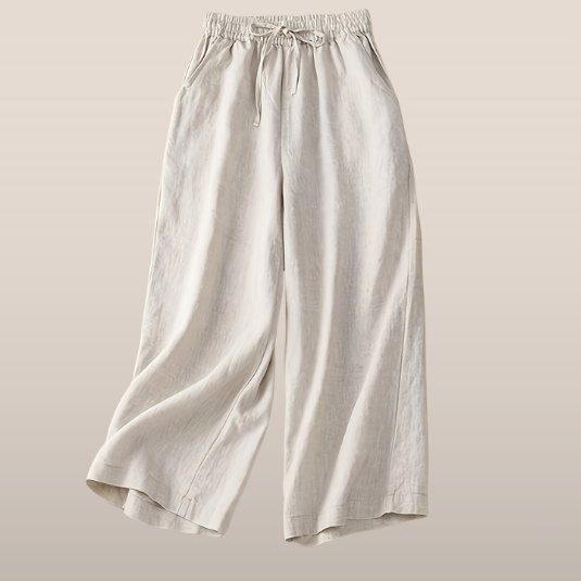 Dames broek – Wijde broek met elastische taille van katoen