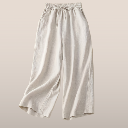 Dames broek – Wijde broek met elastische taille van katoen