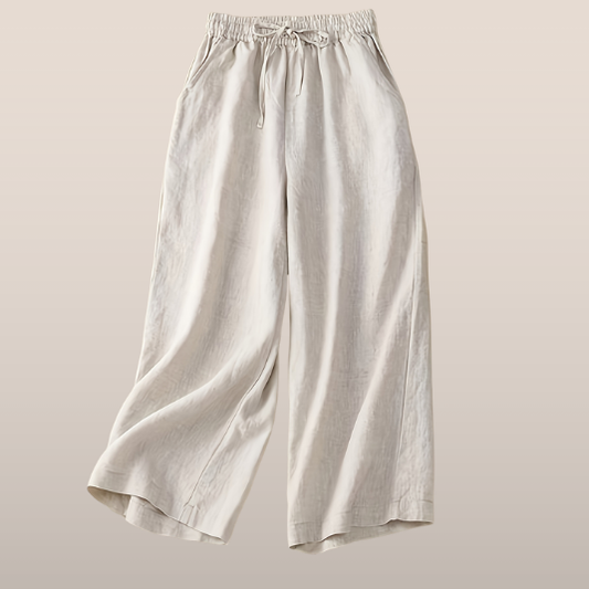 Dames broek – Wijde broek met elastische taille van katoen