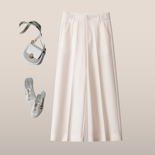 Dames broek – Culotte met hoge taille en knoopdetails