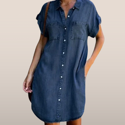 Fenna – Denim Blousejurk met Knoopsluiting