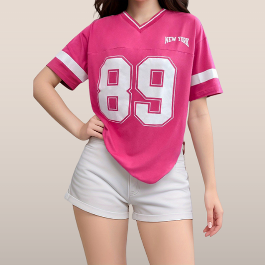 Dames Sport T-shirt - Oversized Pasvorm - New York Print - American Football Stijl