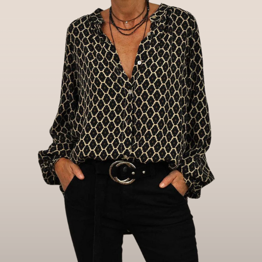 Mila – Blouse met Print en Knoopsluiting