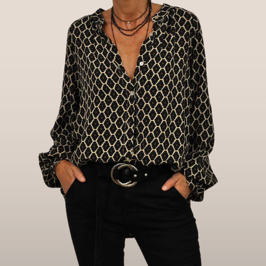 Mila – Blouse met Print en Knoopsluiting