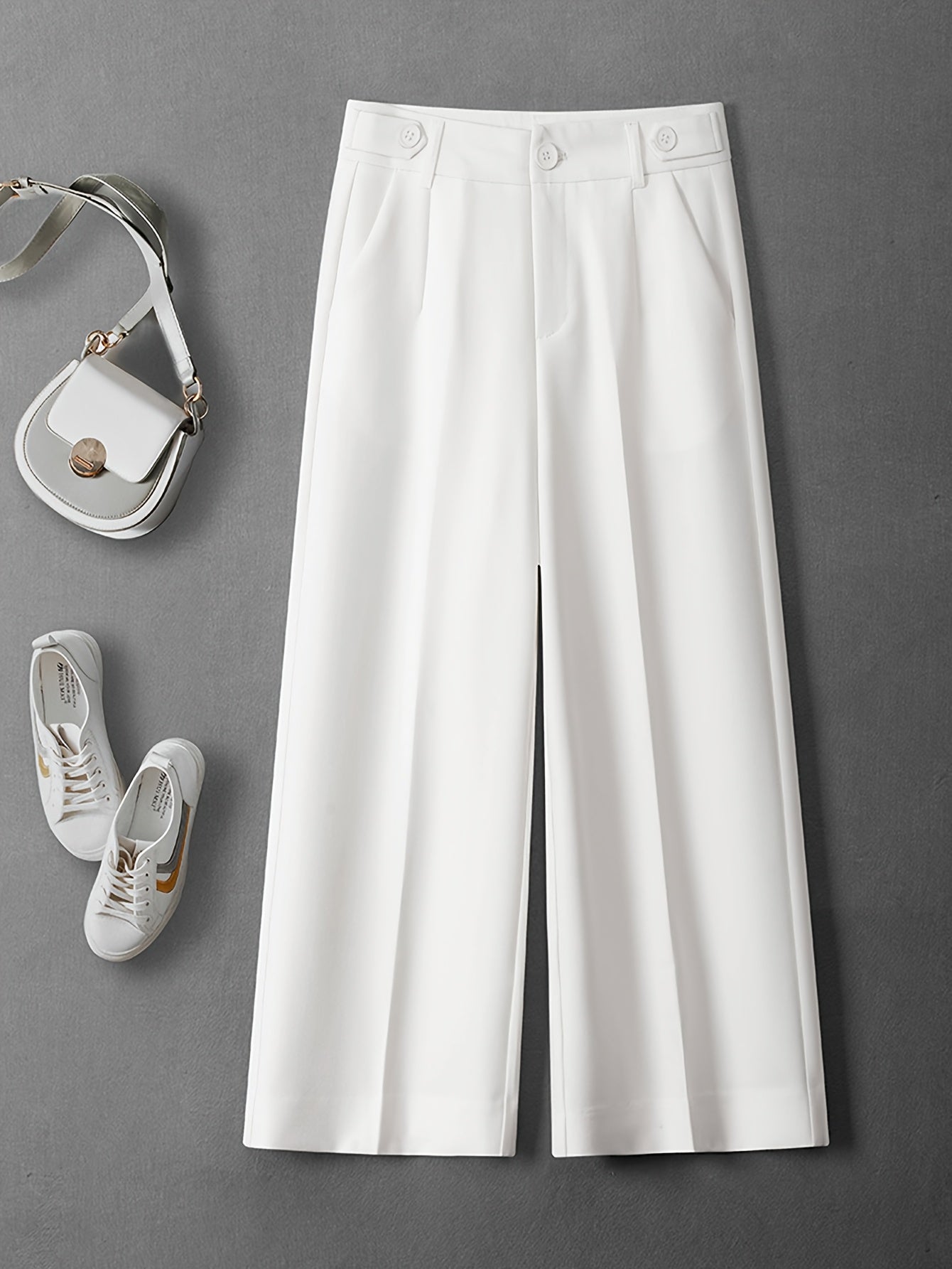 Dames broek – Culotte met hoge taille en knoopdetails