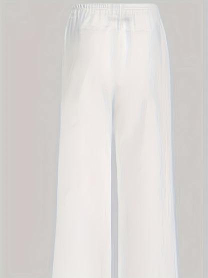 Dames Broek – Witte Linnen Loungebroek met Bloemenprint