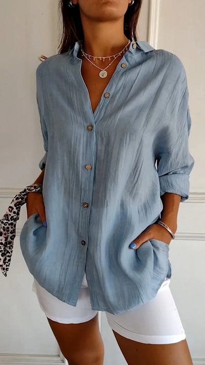Isabeau – Katoenen Blouse met Knoopsluiting