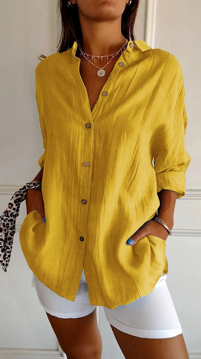 Isabeau – Katoenen Blouse met Knoopsluiting