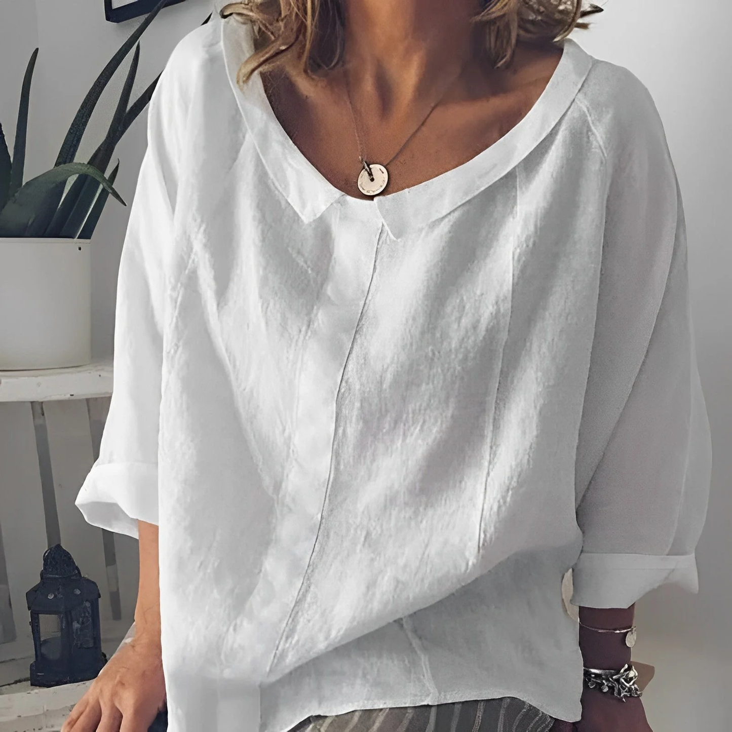 Lina – Losvallende Linnenlook Top