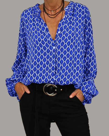 Mila – Blouse met Print en Knoopsluiting
