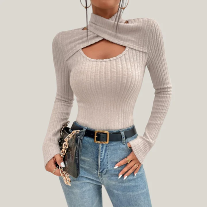 Mira – Ribtop met Asymmetrische Halslijn