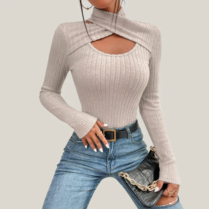 Mira – Ribtop met Asymmetrische Halslijn