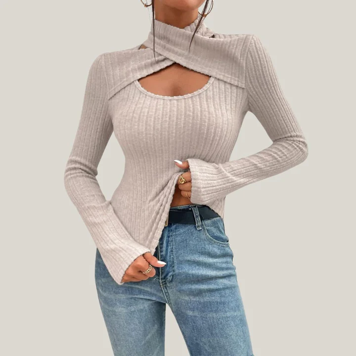 Mira – Ribtop met Asymmetrische Halslijn