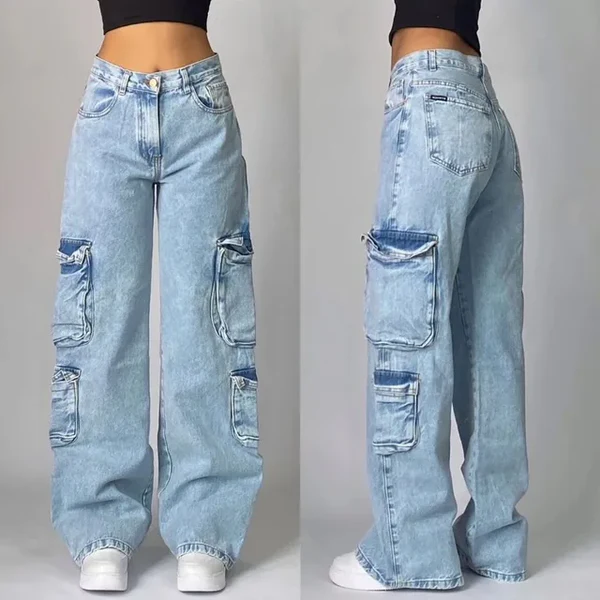 Nayla – Denim Cargo Jeans met Zakken