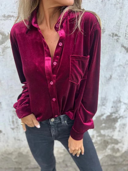 Noura – Losvallende Fluwelen Blouse