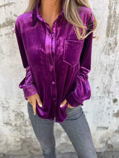 Noura – Losvallende Fluwelen Blouse