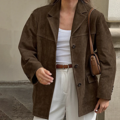 Romy – Suèdelook Blazer met Reverskraag