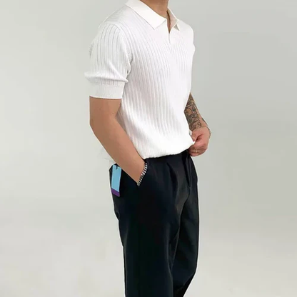 Sergio – Geribd Poloshirt met Korte Mouwen