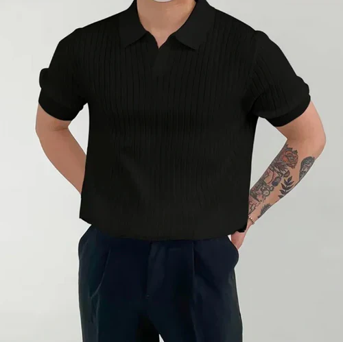 Sergio – Geribd Poloshirt met Korte Mouwen