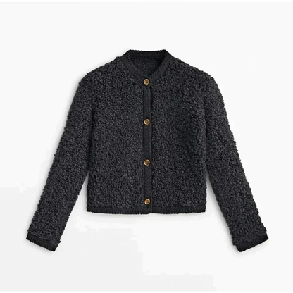 Tess – Teddy Vest met Goudkleurige Knopen