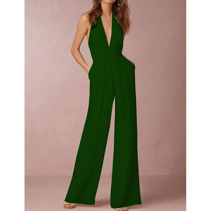 Jumpsuit Dames – Mouwloos Palazzo Model met Diepe Halslijn